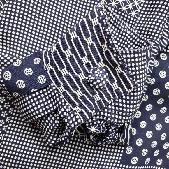 Vintage Mixed Print Covered Buttons 80's Y2K  Grandma Long Sleeve Blouse Size 8 - Picture 6 of 11